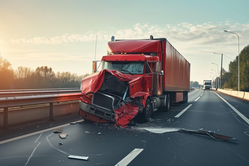 18-wheeler truck accident in the highway in Los Angeles