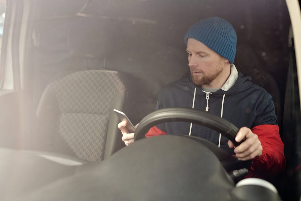 Driver texting while driving. Los Angeles Car Accident